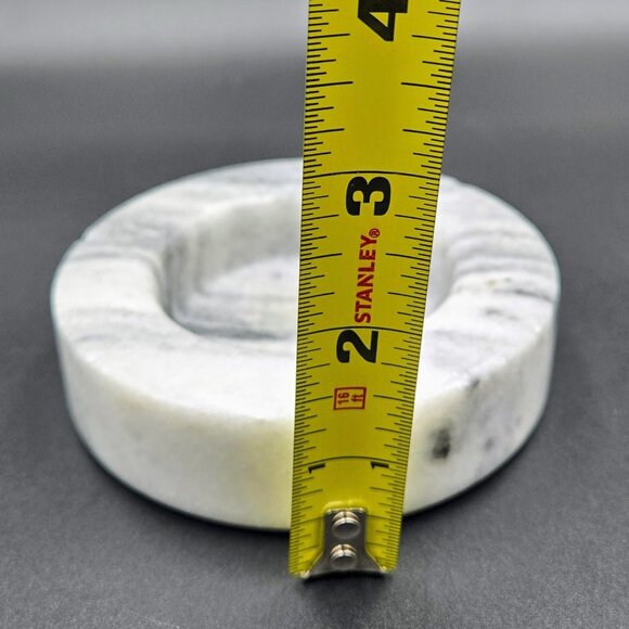 Marble Ashtray Grey Veined White Round 3 Ports Heavy Brush Holder Read - Picture 3 of 11